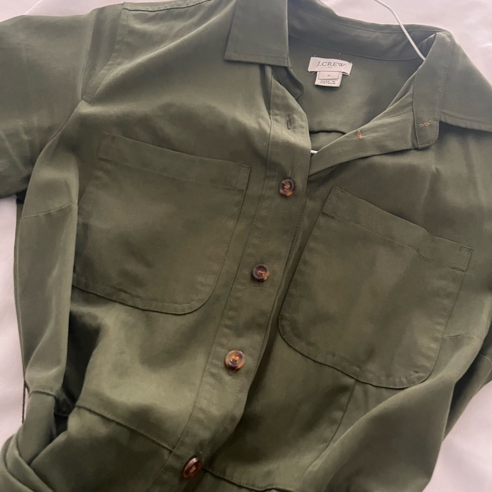 J.Crew Dark Green Casual Shirt Dress